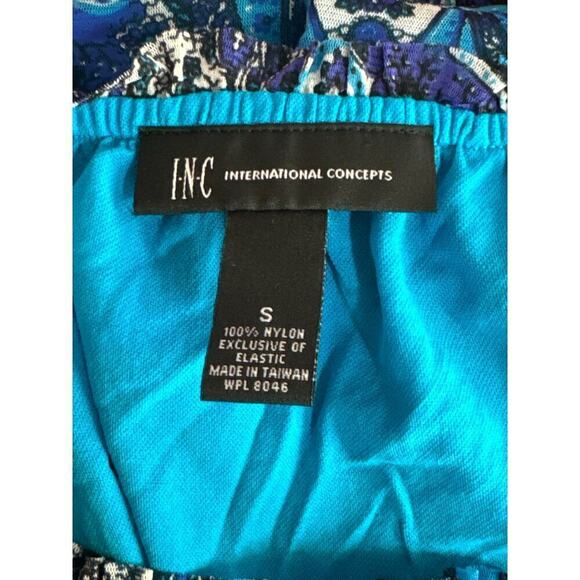 INC International Concepts Blue Print Nylon Scoop neck Pullover Blouse Sz. Small - Picture 6 of 6